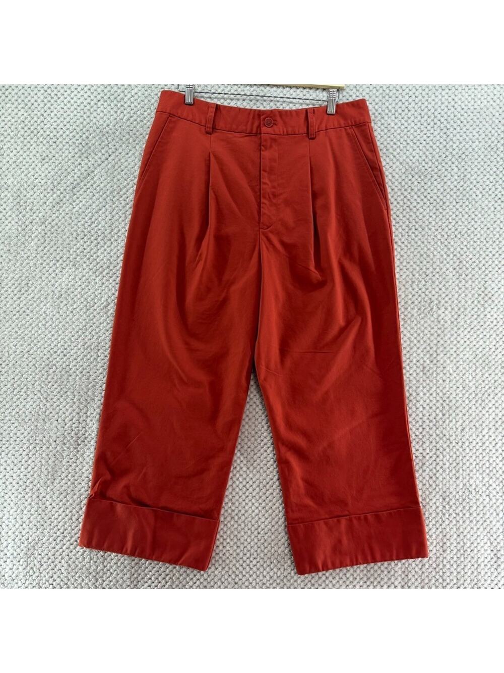Lauren Ralph Lauren Pants Womens 16 Orange Spice High Rise Wide Leg Pleated